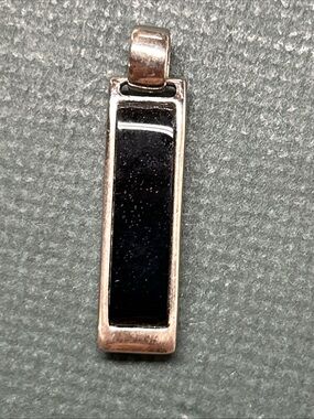 Pendant Silver Tone Reversable Black White Insets 1 1/2 x 3/8"